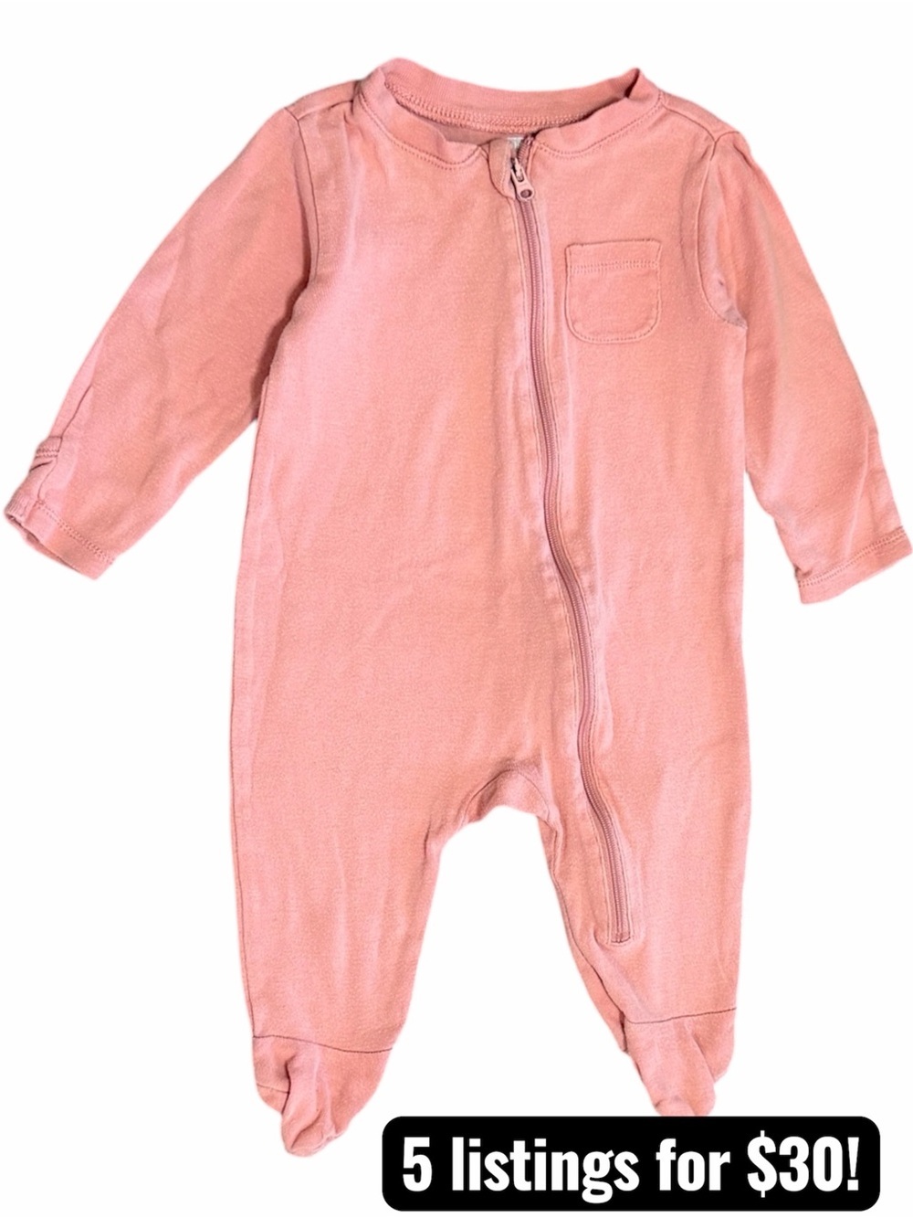 Old Navy 3-6 Months Baby Girl Modern Pink Footies Zip Pajamas Pink Footed
